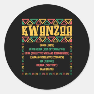 Kwanzaa sju principer Umoja Faith Graphic Runt Klistermärke