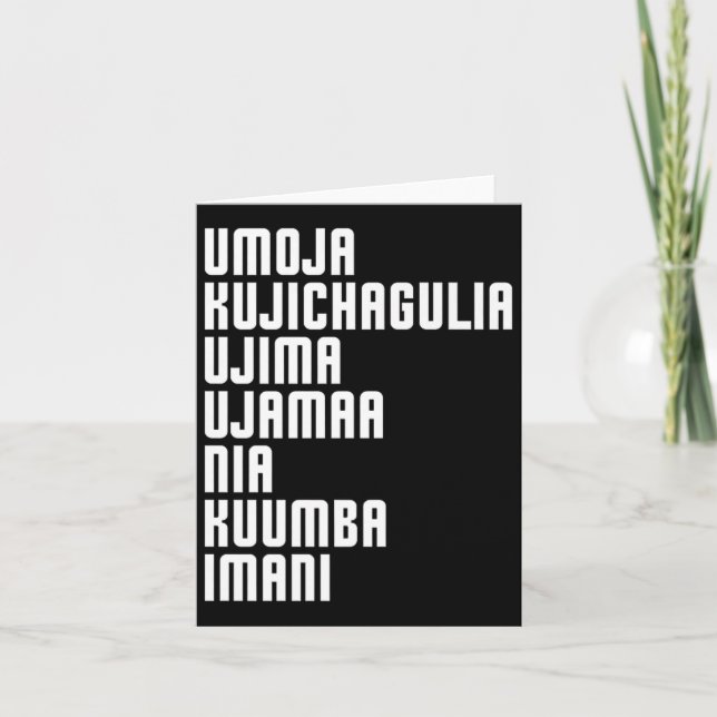 Kwanzaa Sju Principer Umoja Kujichagulia Ujima  Kort (Framsida)