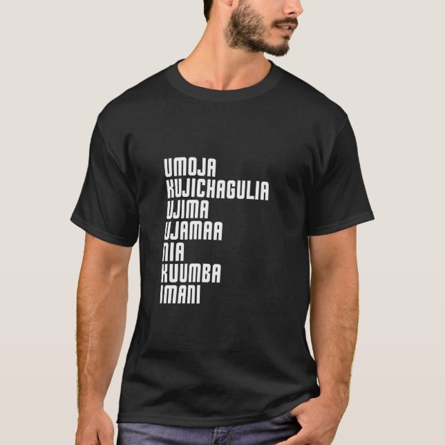 Kwanzaa sju principer Umoja Kujichagulia Ujima T Shirt (Framsida)