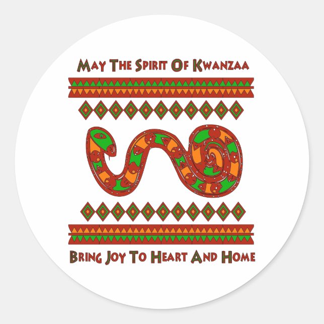 Kwanzaa Snake Runt Klistermärke (Framsida)