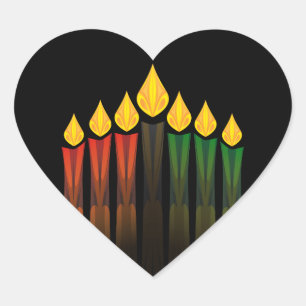 kwanzaa stearinljus hjärtformat klistermärke