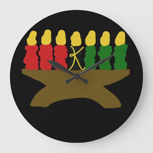 Kwanzaa stearinljusdesign stor klocka (Framsida)