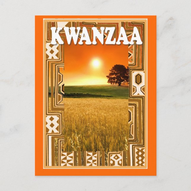 Kwanzaa - sunset and cornfields vykort (Framsida)