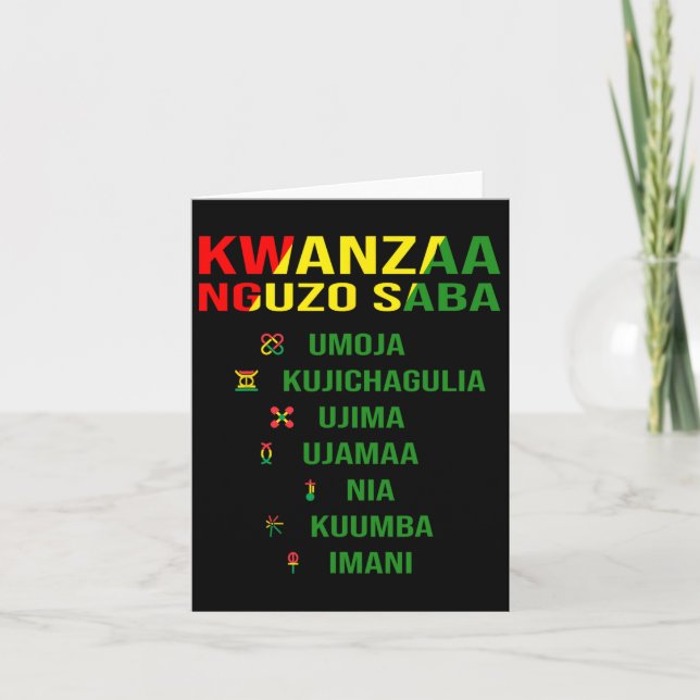 Kwanzaa - Swahili för de sju principerna  Kort (Framsida)
