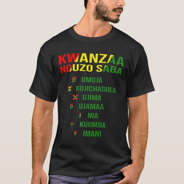 Kwanzaa - Swahili för de sju principerna T Shirt (Framsida)