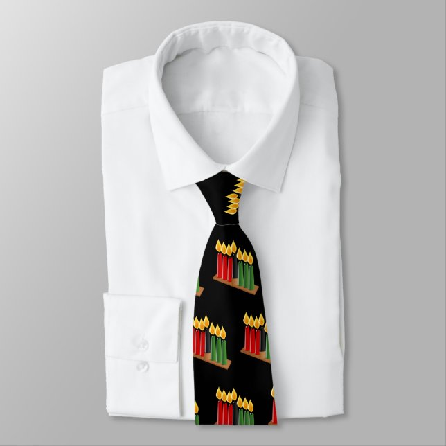 Kwanzaa Ties Red Grönt Black 7 Candles Mönster Slips (Bunden)