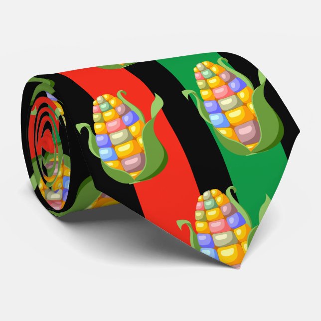 Kwanzaa Ties Red Grönt Black Maj Mönster Slips (Rullad)