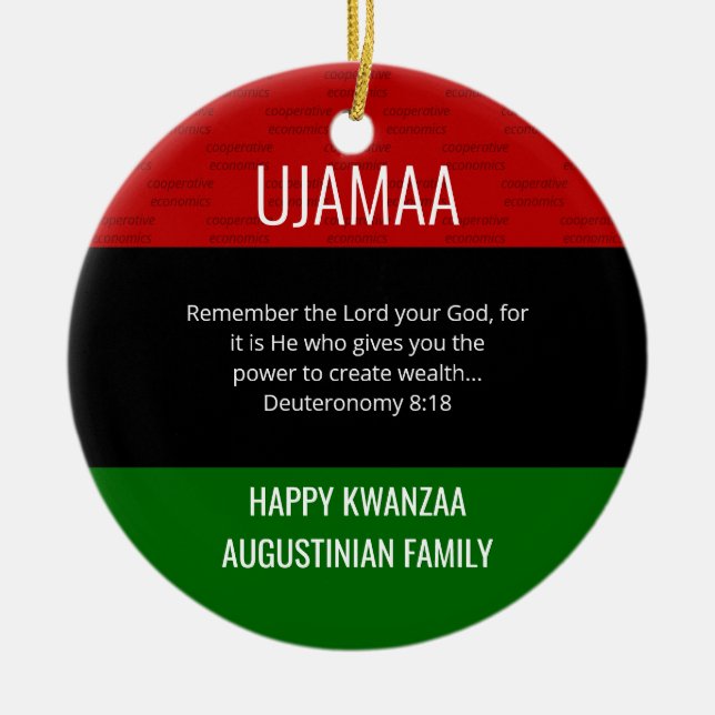 Kwanzaa UJAMAA Julgransprydnad Keramik (Framsidan)