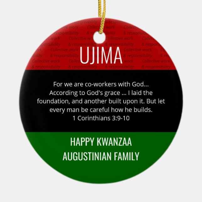Kwanzaa UJIMA Julgransprydnad Keramik (Framsidan)
