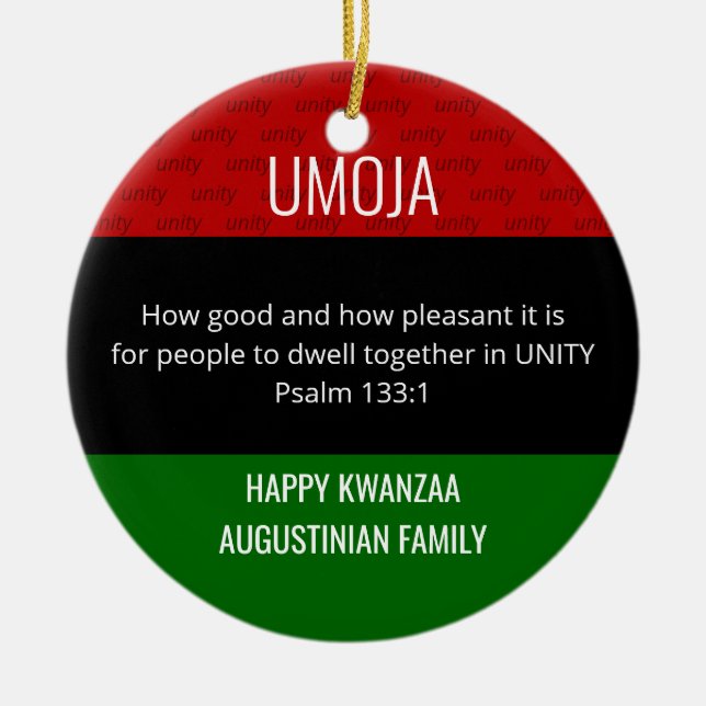 Kwanzaa UMOJA Julgransprydnad Keramik (Framsidan)