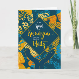Kwanzaa Unity Blue och Gult Tribal Abstrakt Helgkort