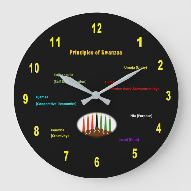 Kwanzaa Wall Clock Round Stor Klocka (Framsida)