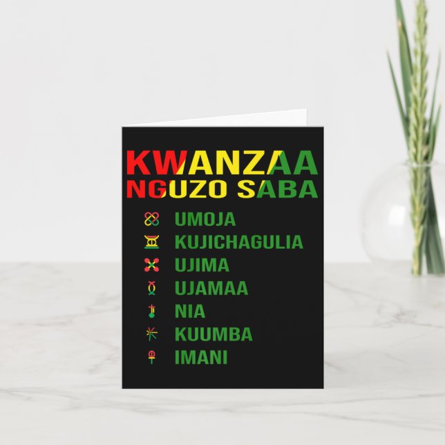 Kwanzaas sju principer - Nguzo Saba Kort (Framsida)