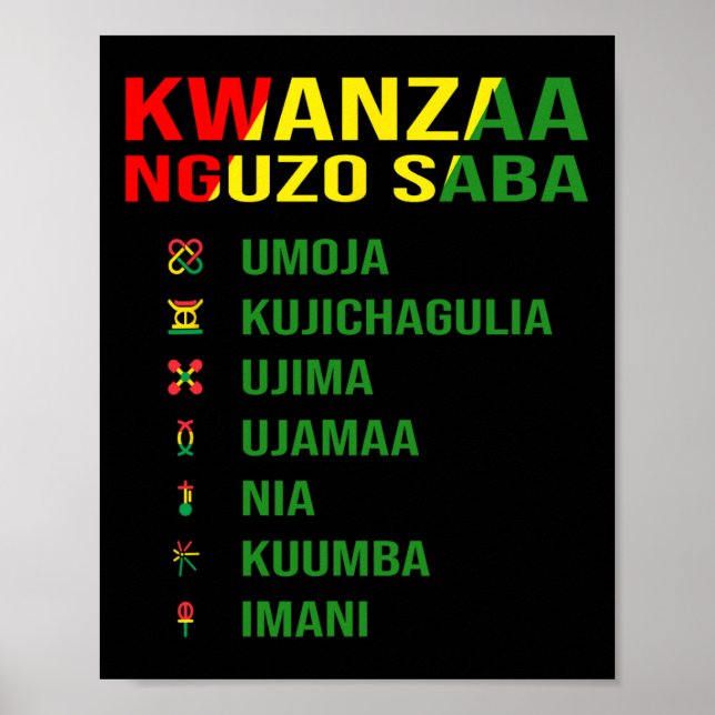 Kwanzas sju principer - Nguzo Saba Poster (Framsidan)