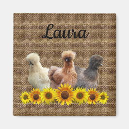 Kyckla ditt namn Silkie Sunblommlap Magnet