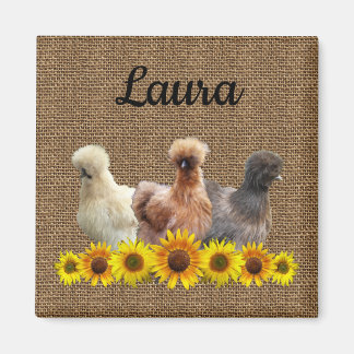 Kyckla ditt namn Silkie Sunblommlap Magnet