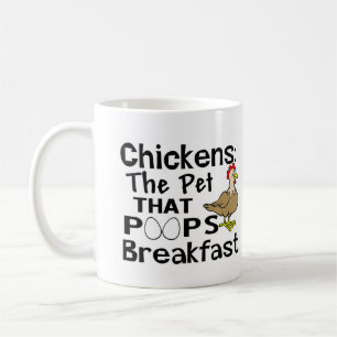 Kycklar med matbröd och frukost kaffemugg