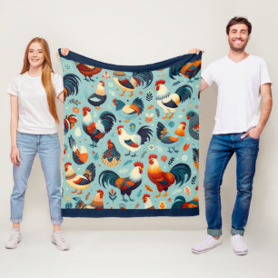 Kyckleri- och Tupp-design Fleecefilt