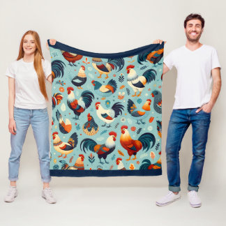 Kyckleri- och Tupp-design Fleecefilt
