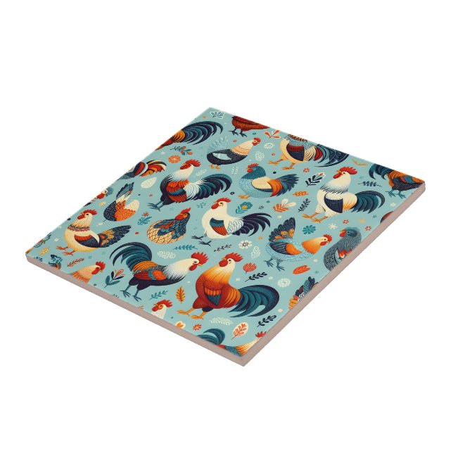 Kyckleri- och Tupp-design Kakelplatta (Sidan)