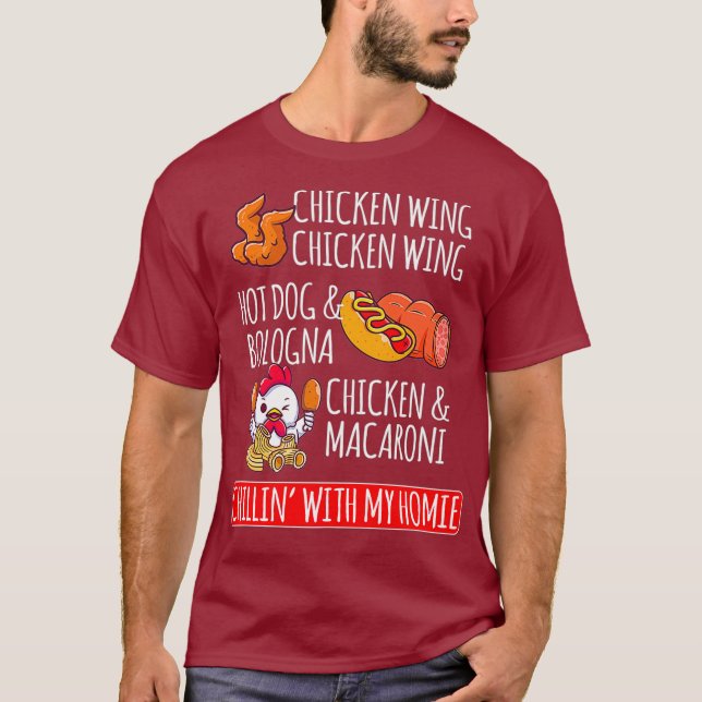 Kyckleriet Vinge Chicken Vinge Hett Hund och Bolog T Shirt (Framsida)