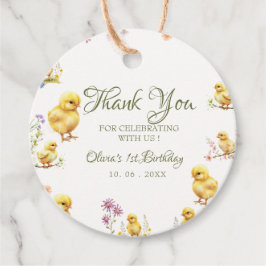 Kyckling 1:a födelsedag Djurfödelsedag Tack Gåvor Etiketter