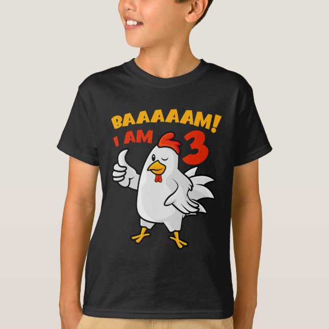 Kyckling 3-års födelsedagsfest Bondgårdskycklingar T Shirt (Framsida)