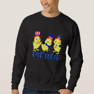Kyckling 4:e juli Amerikanska Flagga Women Chicke Lång Ärmad Tröja