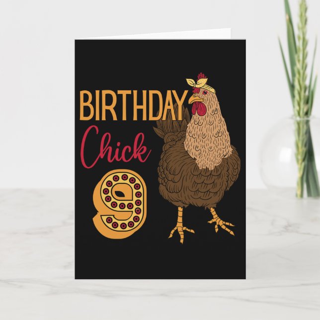 Kyckling 9-års födelsedag Chick Cluck Rn Party Går Kort (Framsida)