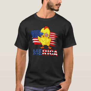Kyckling Amerikanska Flaggan Solglasögon Merica  4 T Shirt