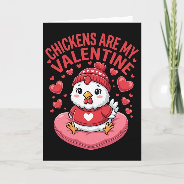 Kyckling är min valentine Kycklingälskare Par  Kort (Framsida)