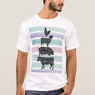 Kyckling av kyckling från gris kött är styckningsd t shirt
