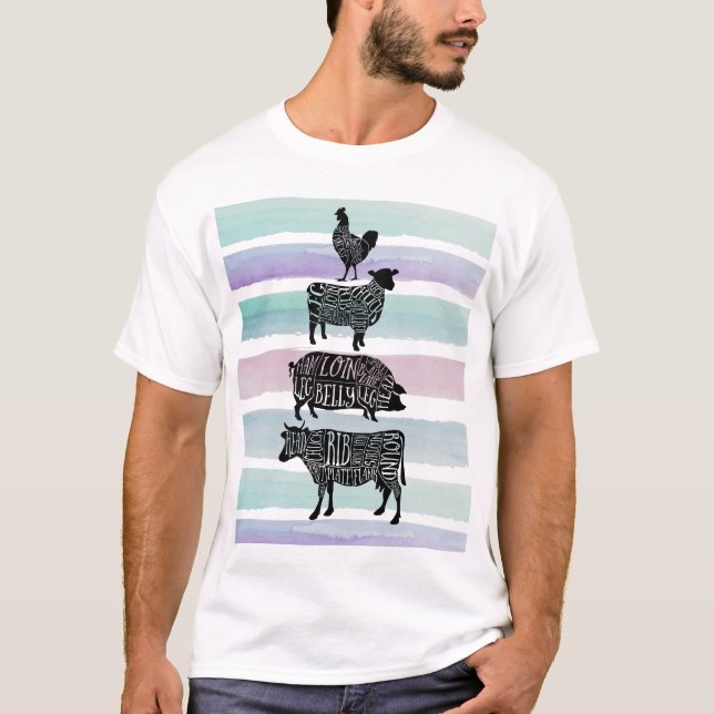 Kyckling av kyckling från gris kött är styckningsd t shirt (Framsida)