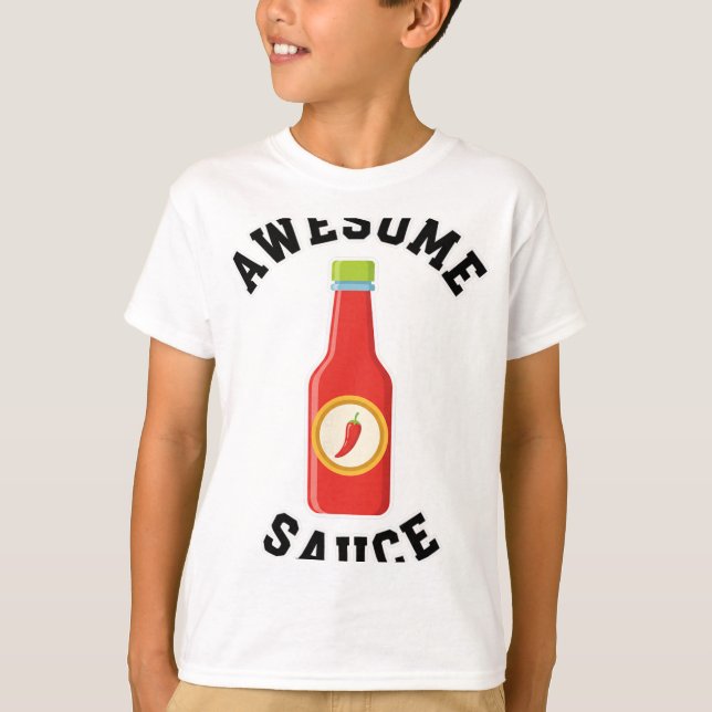 Kyckling Awesome Sauce Flaska  T Shirt (Framsida)