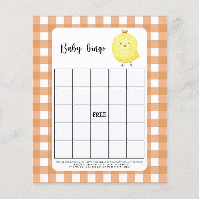 Kyckling - Baby shower bingo spel (Framsida)
