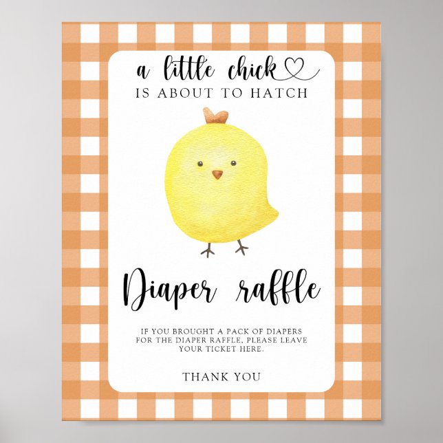Kyckling baby shower - blöja lotteri poster (Framsidan)