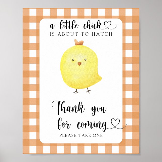 Kyckling baby shower - Tack för att du kom Poster (Framsidan)