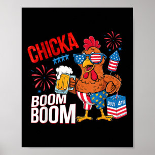 Kyckling Boom Boom Retro America Chicka Öl 4:e Jul Poster