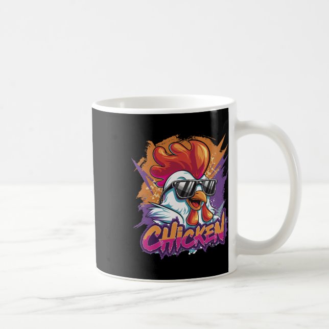 Kyckling Cool Rolig Hipster Singlar Tupp  Kaffemugg (Höger)