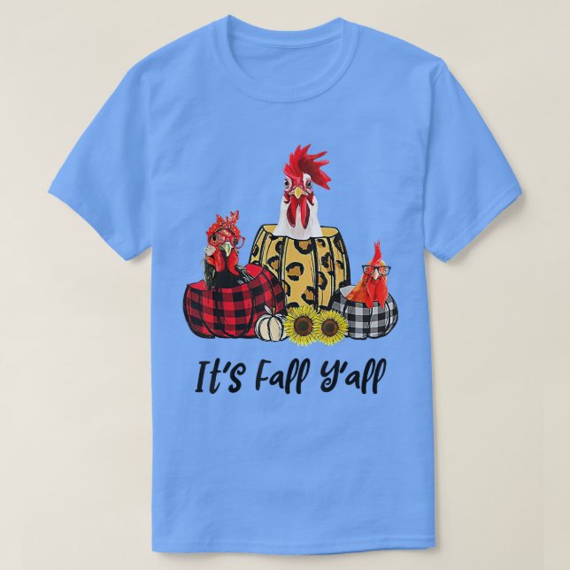 Kyckling Det är Fall Y'all Leopard Pumpkin Autumn  T Shirt (Design framsida)