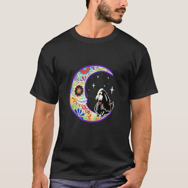 Kyckling Dia De Los Muertos Skelett T Shirt (Framsida)