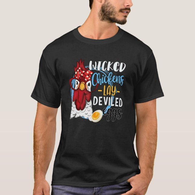 Kyckling  Elaka hönor lägger djävulseggt T Shirt (Framsida)