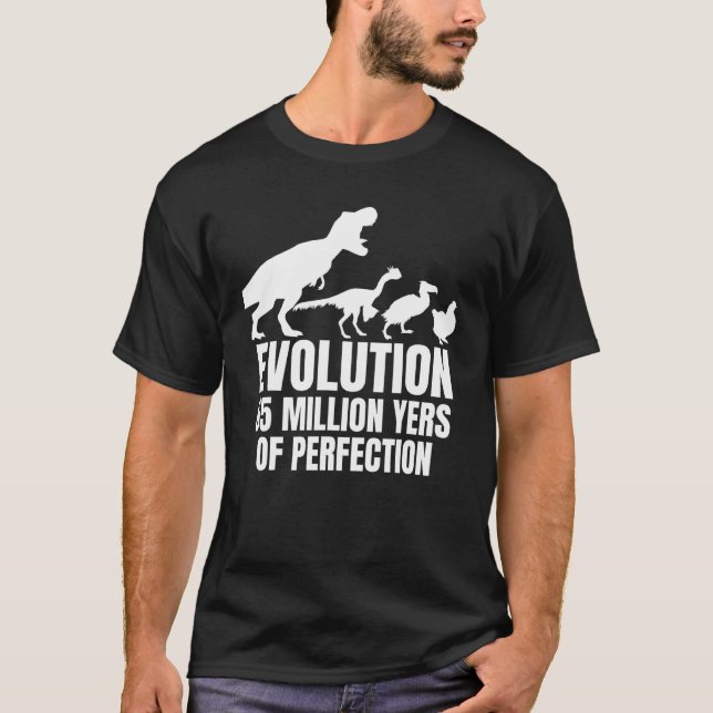 Kyckling Evolution Bonde Dinosaurie T-Rex Höna T Shirt (Framsida)