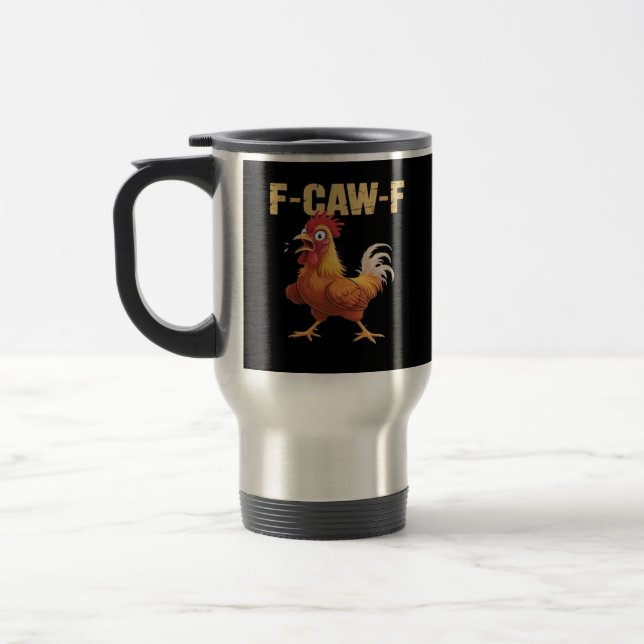 Kyckling F-Caw-F Klassisk Rolig Retro Resemugg (Vänster)