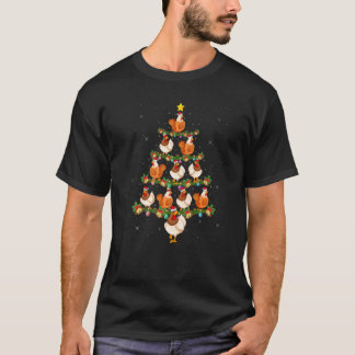 Kyckling Fågel Älskare Xmas Träd Ljussättning Sant T Shirt