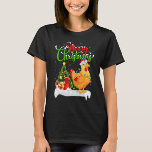 Kyckling Fågel Xmas Dekorationer Santa Kyckling Ju T Shirt