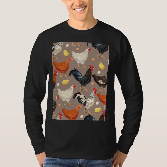 kyckling färfull mönster Active T Shirt (Framsida)