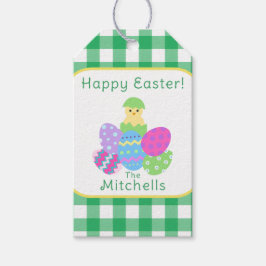 Kyckling Färgade Ägg Grön Kryss Glad Påsk NAMN Presentetikett