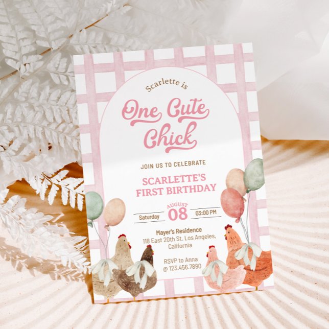 Kyckling Första Födelsedagsinbjudan Inbjudningar (Skapare uppladdad)