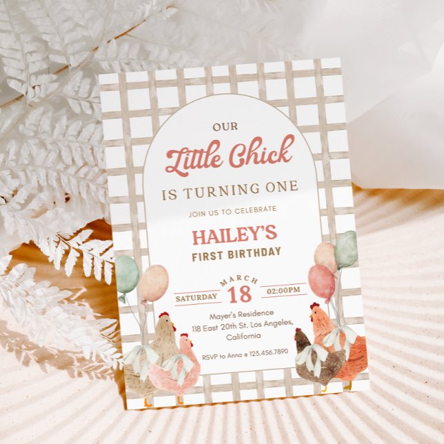 Kyckling Första Födelsedagsinbjudan Inbjudningar (Skapare uppladdad)